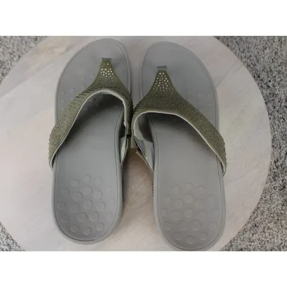Vionic Naples Thong Sandals Studded Orthotic Gray 9 - Picture 6 of 7